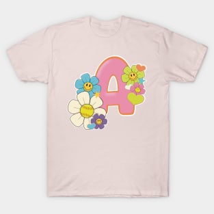 Groovy Softball Initial—A T-Shirt